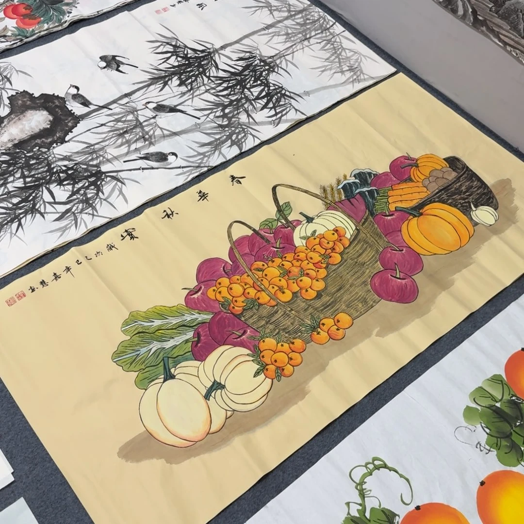 国画四尺尺寸70X140纯手绘作品