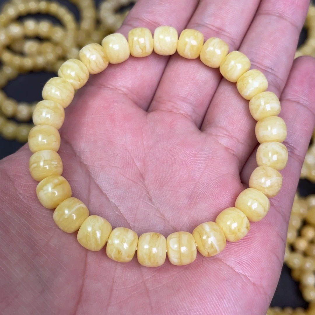 蜜蜡未镶嵌裸石虎皮纹千层雪蜜蜡手串8.8mm