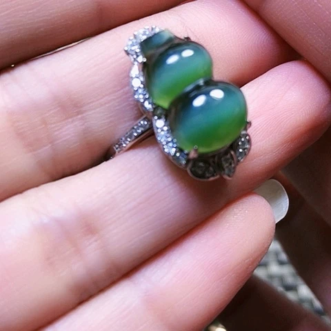 和田玉银S925镶嵌戒指