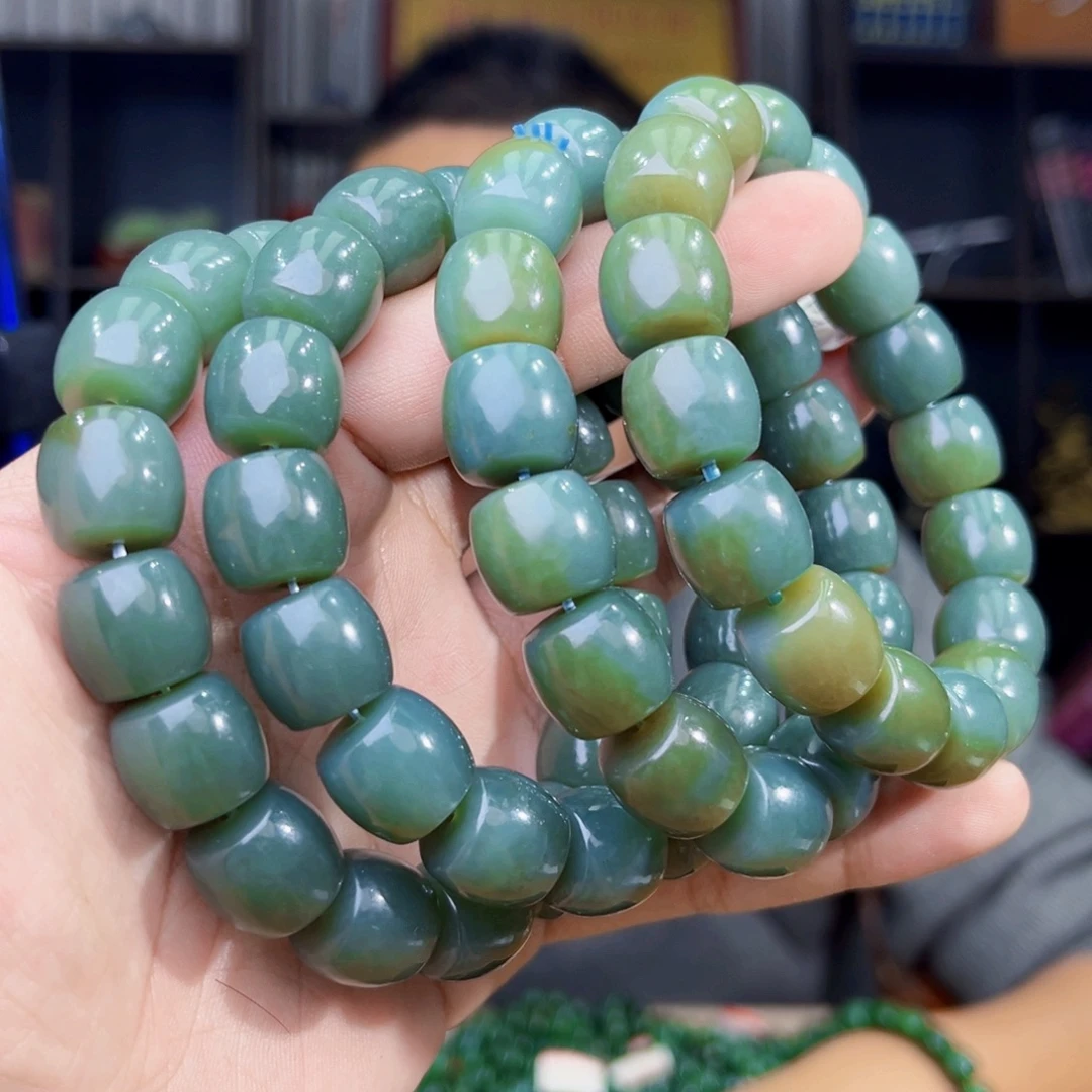 和田玉未镶嵌手串天然和田玉14年新疆且末正蓝14多样性发其一