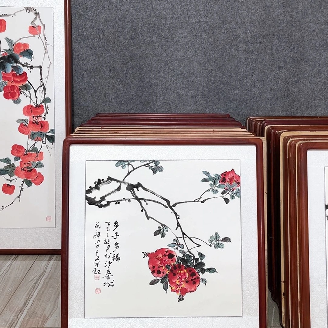 国画书画作品带框63×63