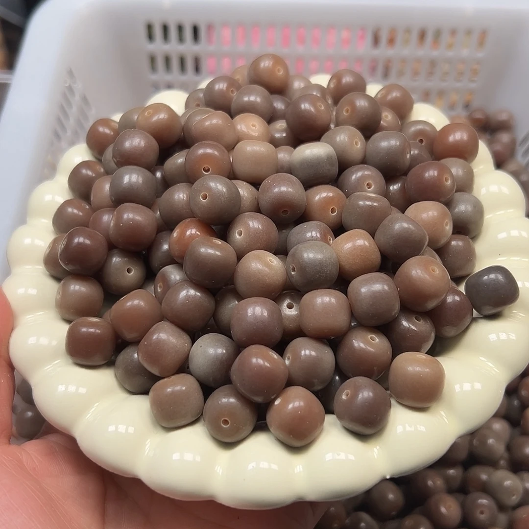 菩提根/象牙果手串130颗冰咖色桶珠13尺寸