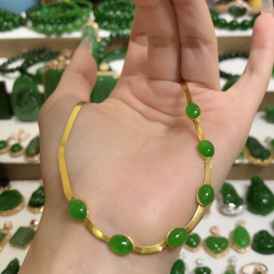 和田玉（碧玉）18K金镶嵌颈饰?*…