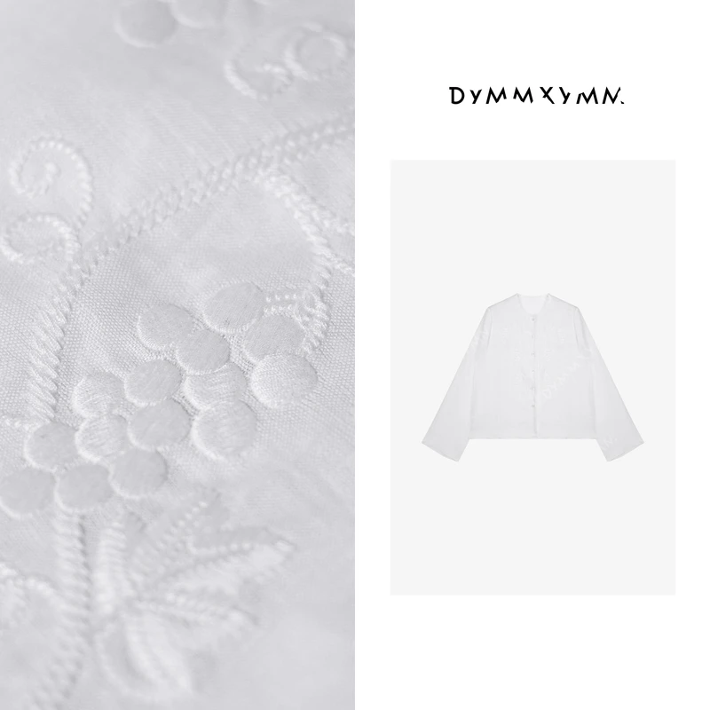 【DYMMXYMM】-早春极简风高级感白色亚麻绣花衬衫-5SSP8601