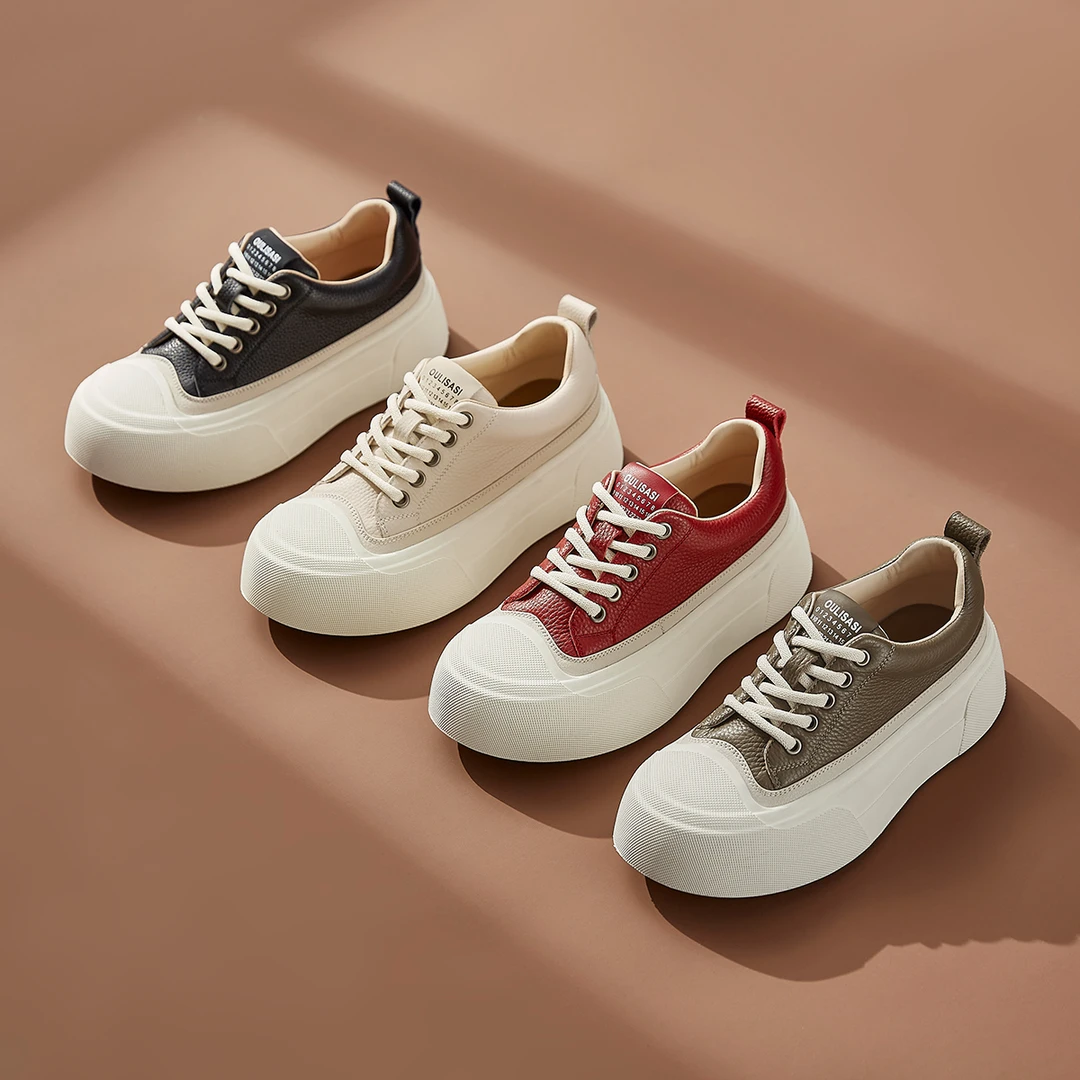 OL528 头层牛皮2025年新款春季休闲板鞋复古百搭时尚系带板鞋