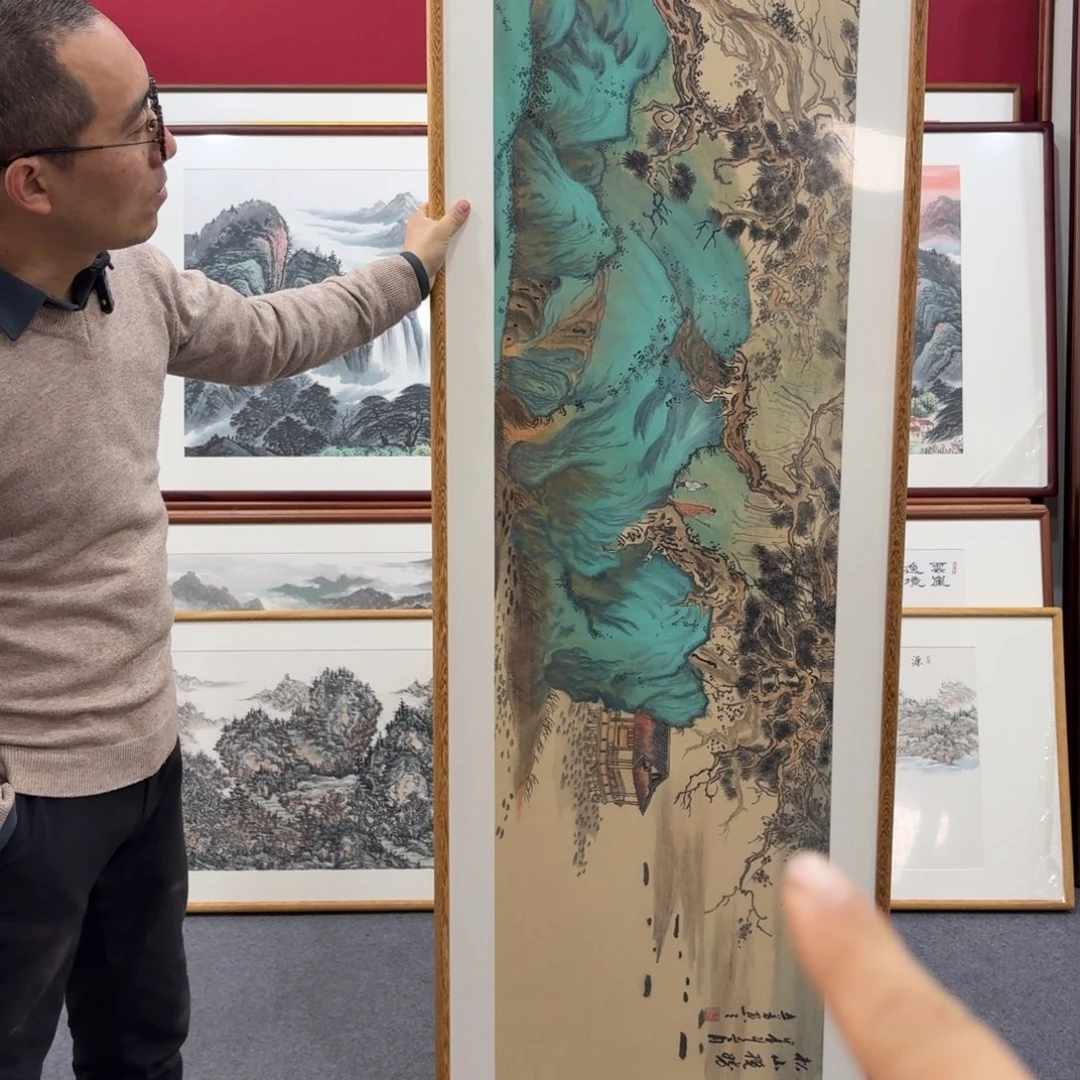 国画手绘作品带框