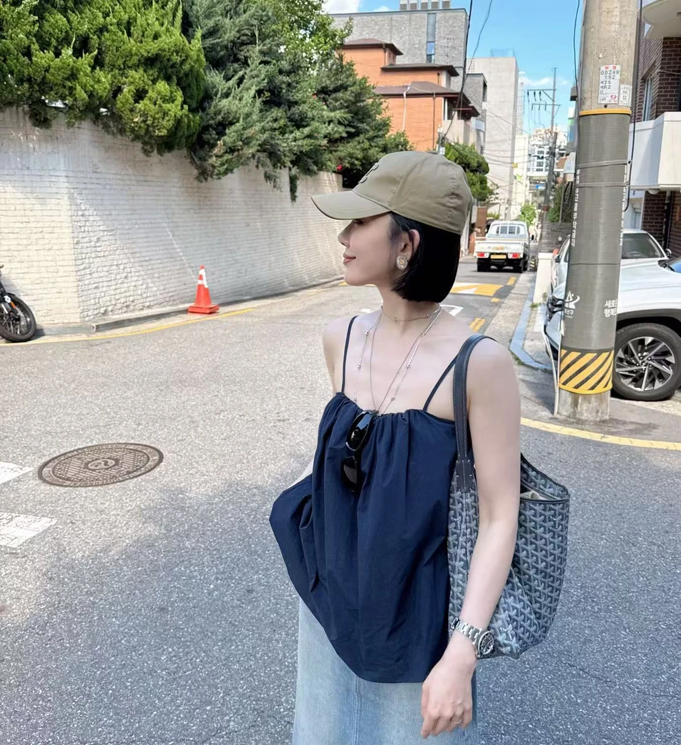 【Winnie】夏季氛围感藏青吊带上衣