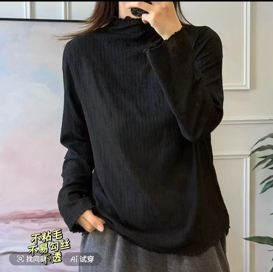 大妈针织提花打底衫上衣秋冬款2025时装款