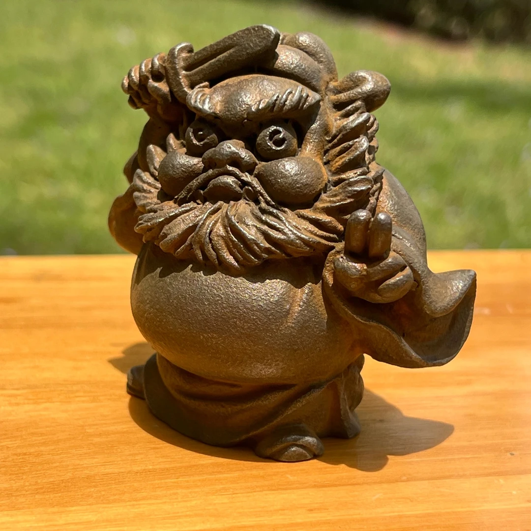 铸铁创意钟馗执剑伏魔人物潮玩摆件小众茶宠自然成色家居装饰工艺