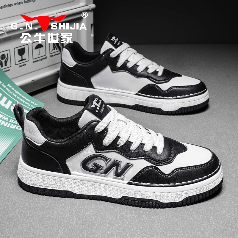 公牛世家2025新款男鞋春秋款运动面包小众潮牌青少年复古板鞋男士