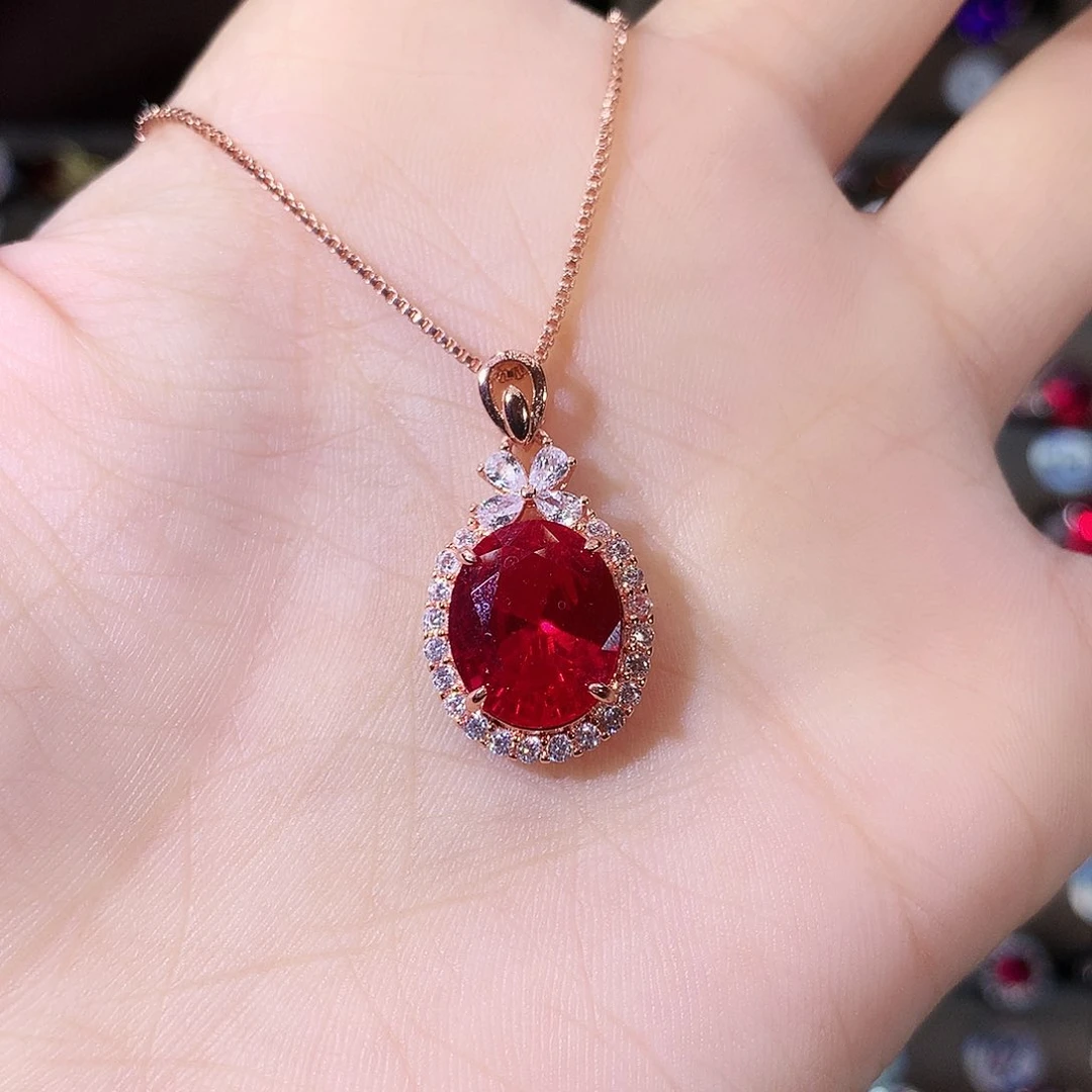 无吊坠925银鸽血红吊坠玫瑰金