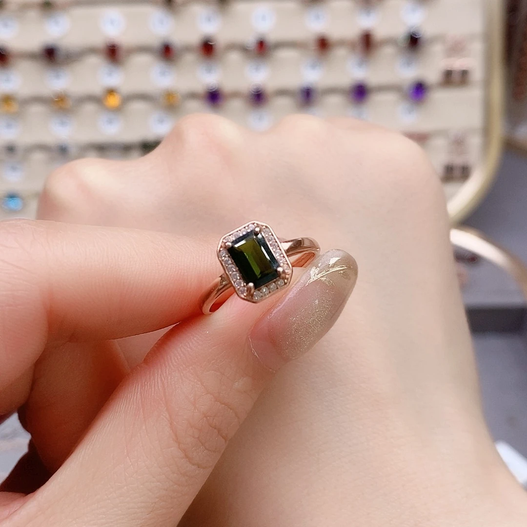 碧玺戒指银S925镶嵌戒指