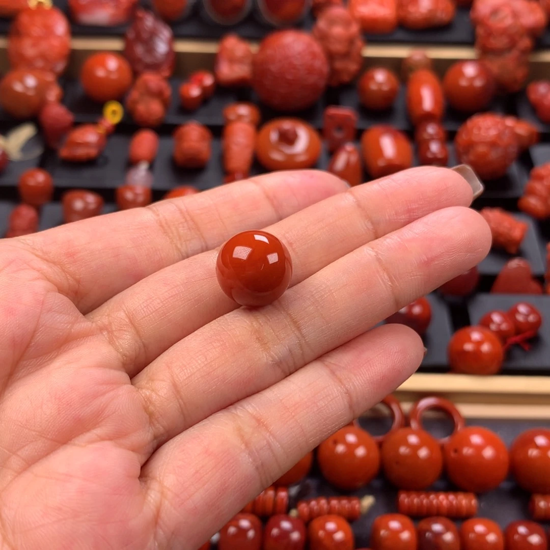 未镶嵌圆珠单珠12.5mm南红玛瑙