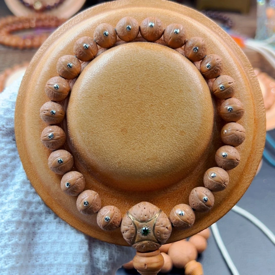 手串凤眼菩提10.5mm银钉镶嵌