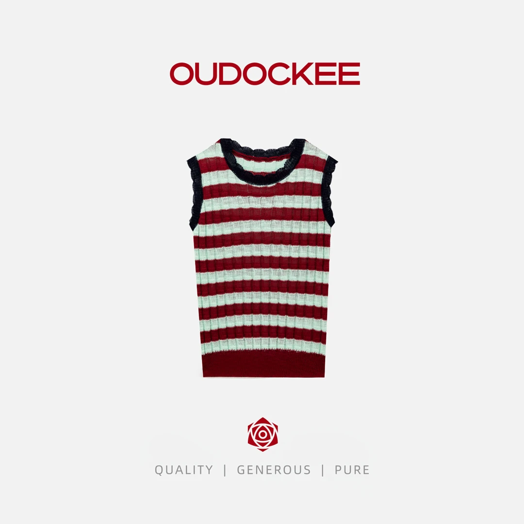OUDOCKEE 鸥鸥 【美式背心】修身显瘦撞色条纹背心 O2503G449T