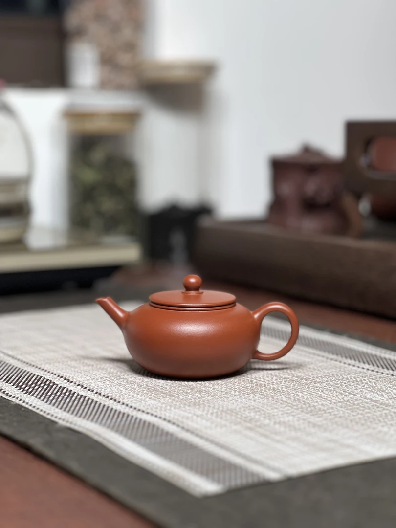 原矿小煤窑朱泥汤婆水平壶130毫升半手工宜兴茶具紫砂壶278