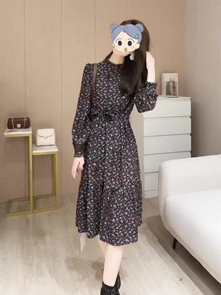 大码碎花连衣裙早秋女2025年新款时尚高级感连衣裙宽松显瘦穿搭