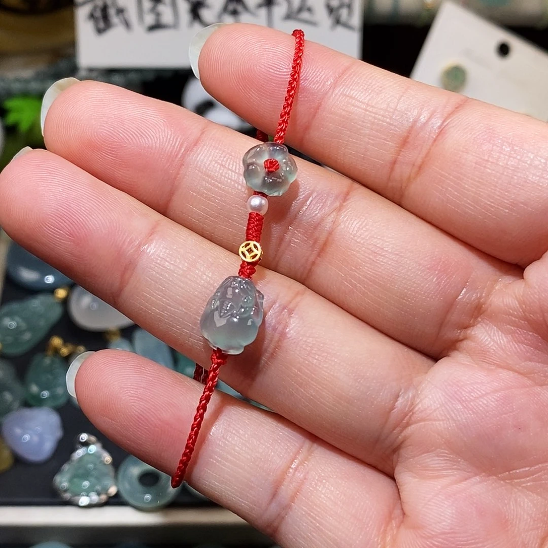 翡翠未镶嵌颈饰冰种红绳15