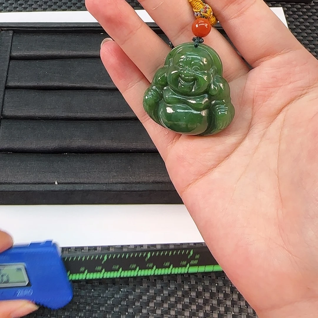 和田玉未镶嵌颈饰碧玉佛公卡40