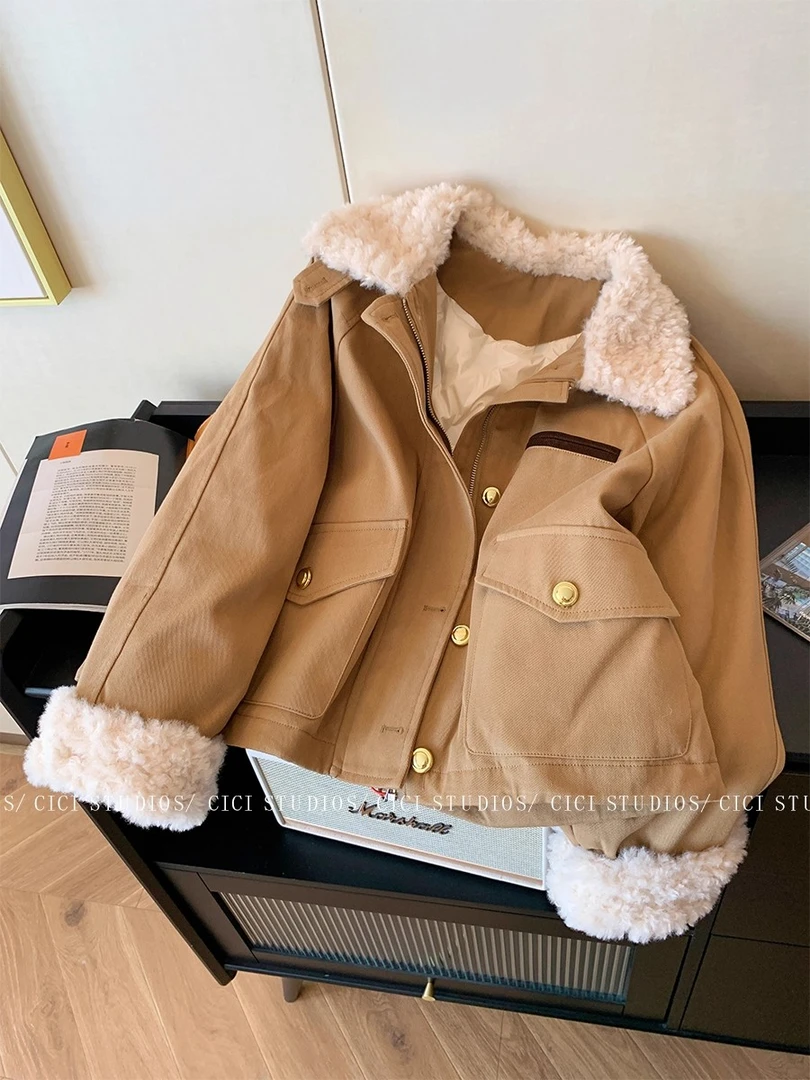 美拉德风翻领羽绒服内胆外套女2025冬季新款保暖气质小个子短外套