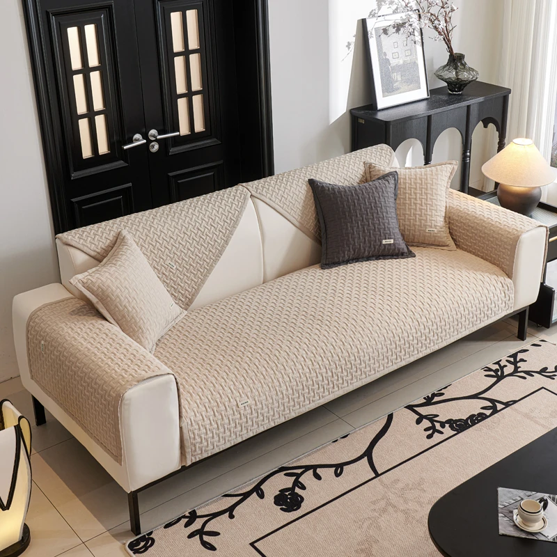 沙发垫全棉四季通用2024新款防滑三座一贵妃皮坐垫子套罩全盖布巾