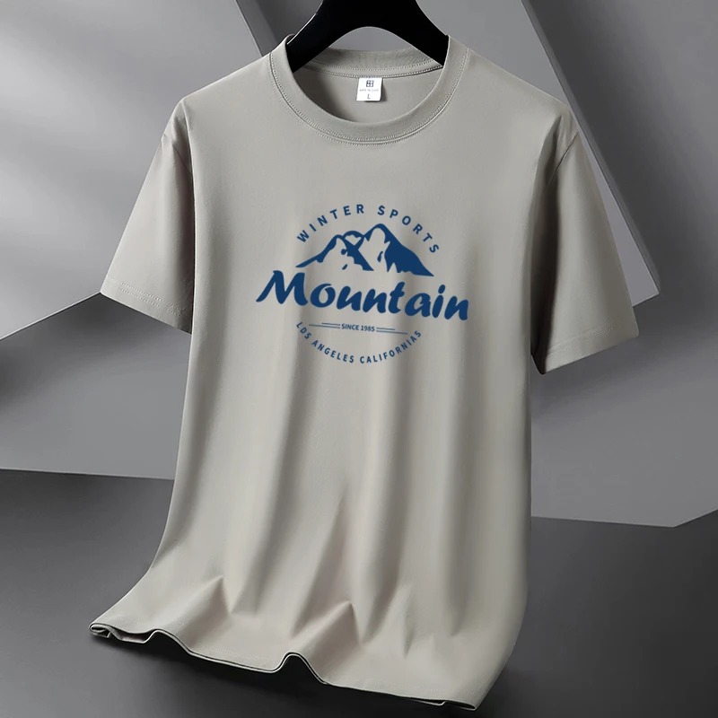 [高山]重磅纯棉短袖t恤圆领男半袖夏季休闲宽松百搭大码透气男士