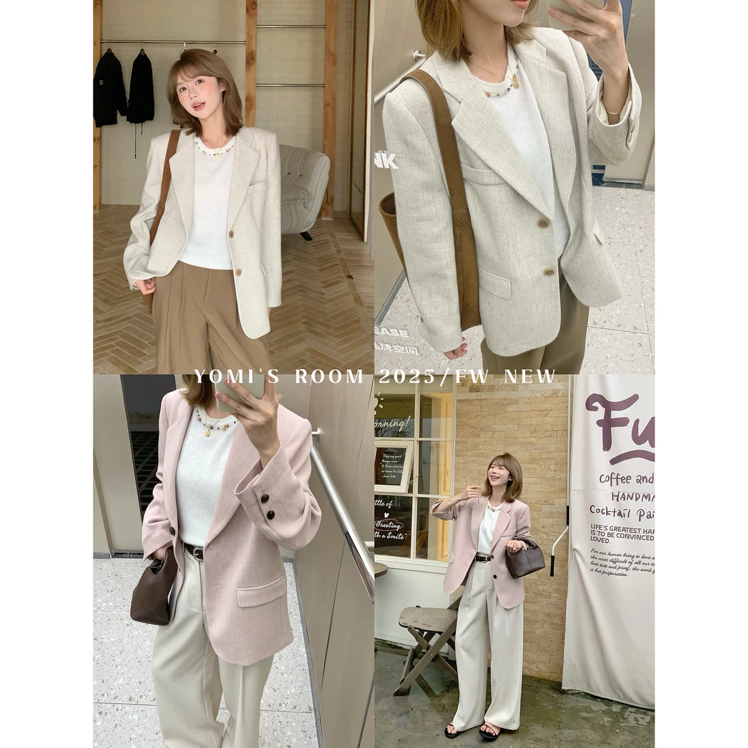 YOMI小个子【律政佳人】羊毛极简高级感气质时尚百搭西装外套女秋季