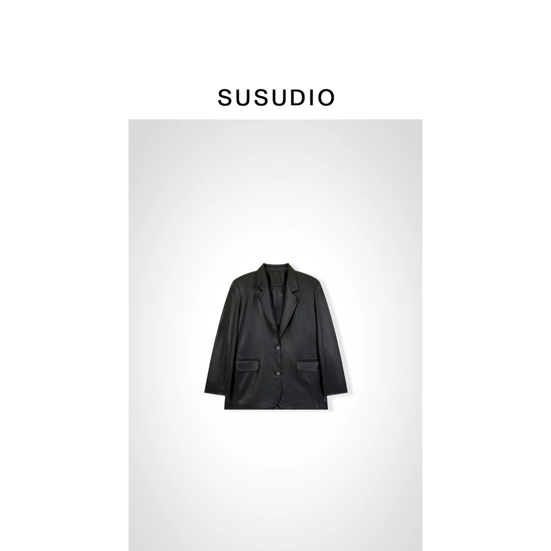 SUSUDIO② 威尼斯  纯色个性时尚皮衣8657
