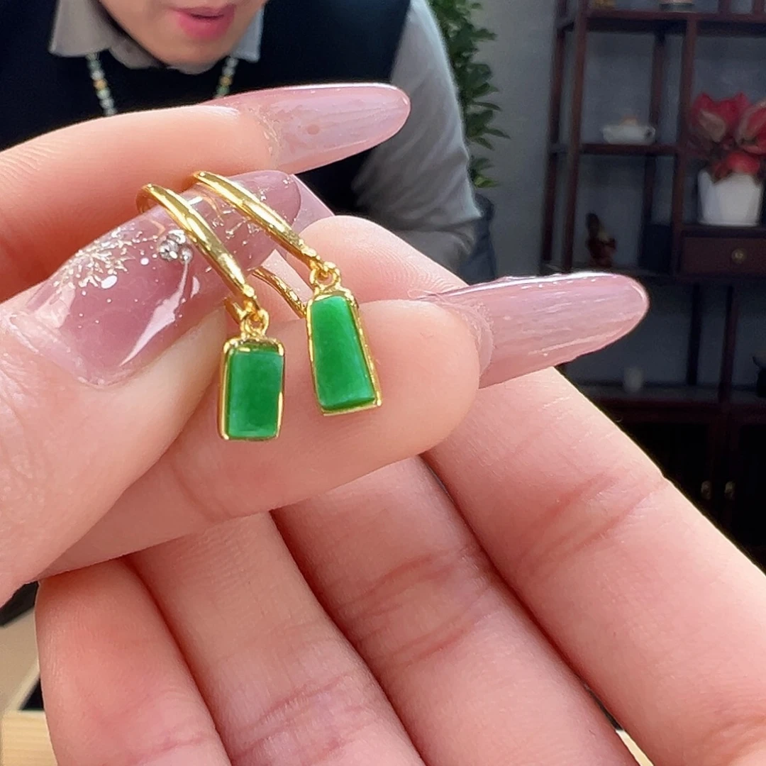 翡翠耳饰银S925镶嵌耳环ab款介意勿拍44