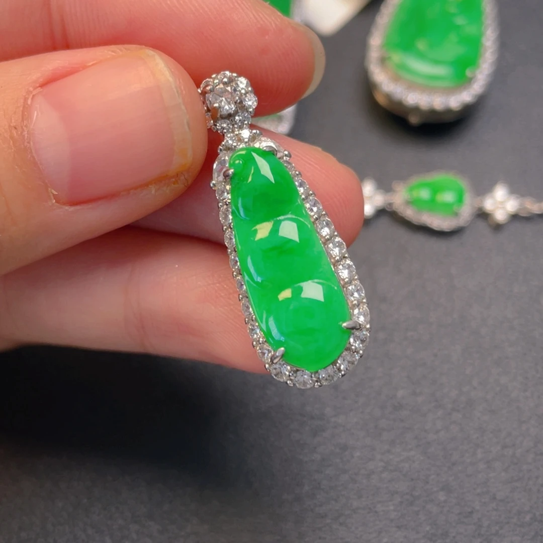 翡翠银S925镶嵌吊坠(不含链)