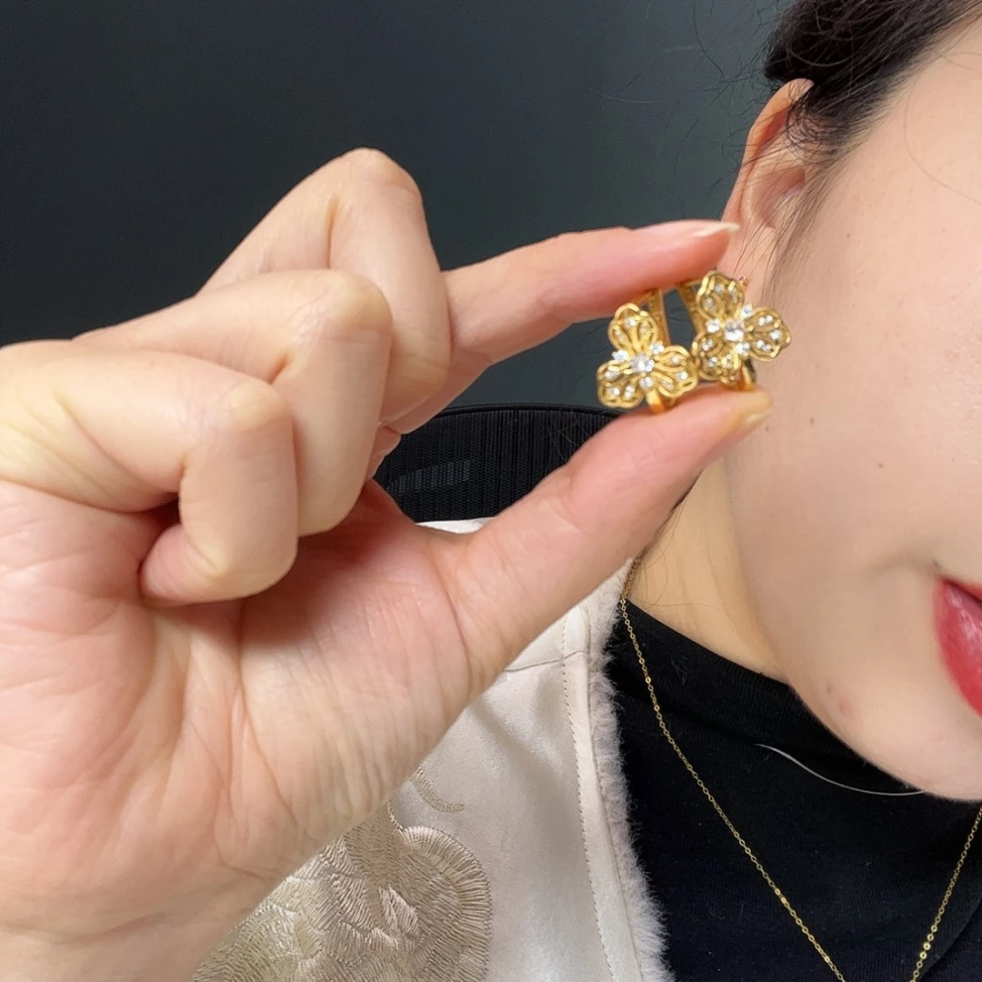 翡翠银S925镶嵌耳饰天然翡翠