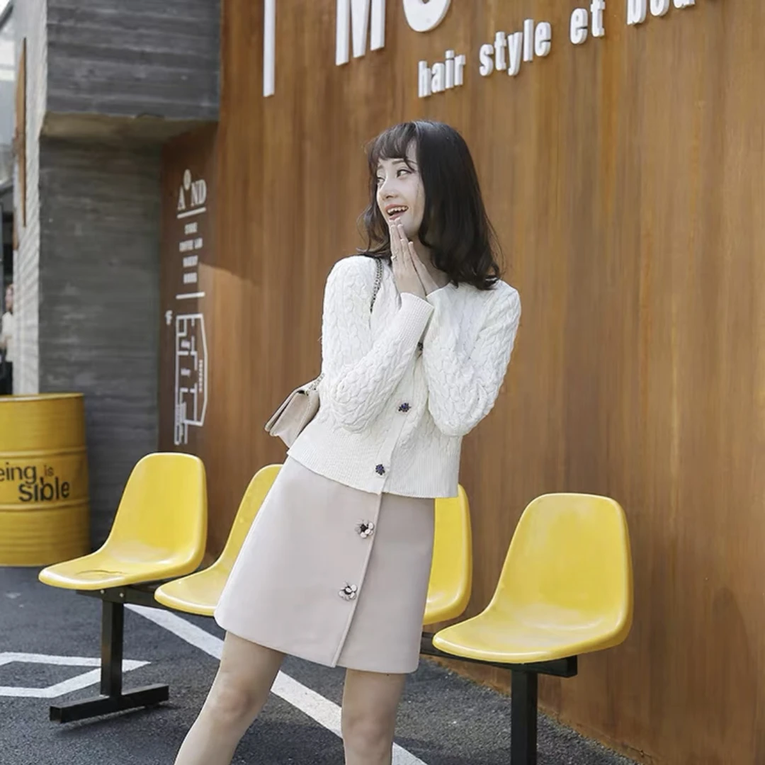 99新 MIU MIU/缪缪 2dd114/米白色羊毛半身裙 羊毛 38码