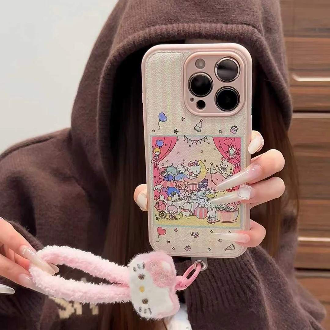 可爱三丽鸥KT挂绳适用苹果iPhone17/16气垫手机壳华为vivoppo小米