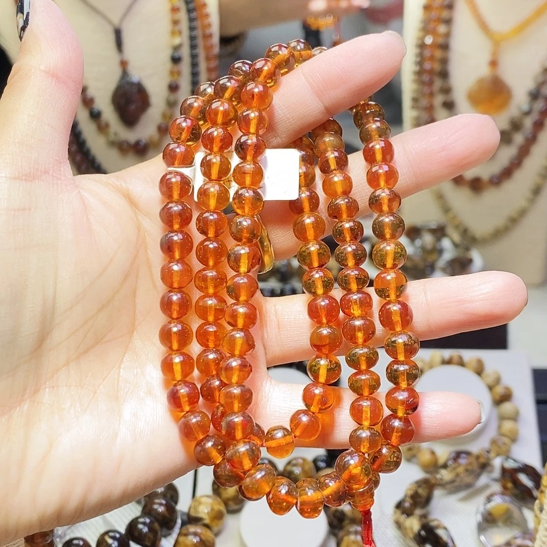 琥珀未镶嵌裸石福利西坑豆油红7.5mm