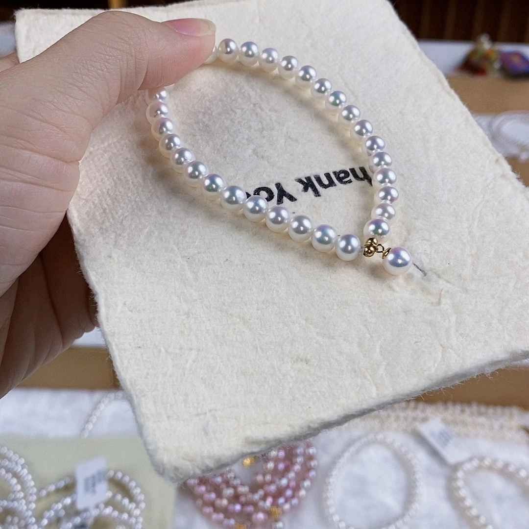 淡水珍珠手绳18K金镶嵌