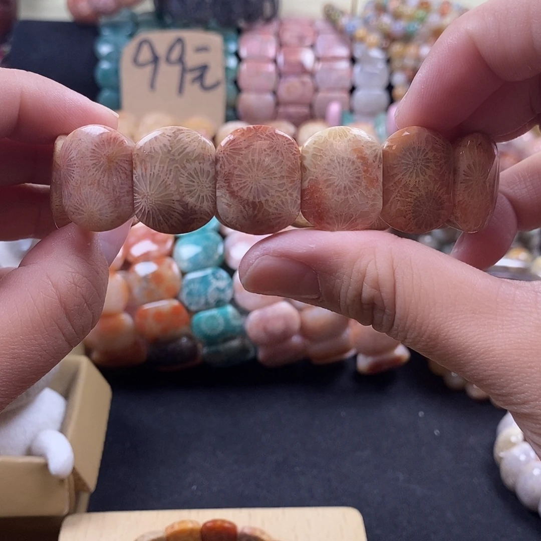 硅化珊瑚（珊瑚玉）未镶嵌手牌 上新 大花 1号