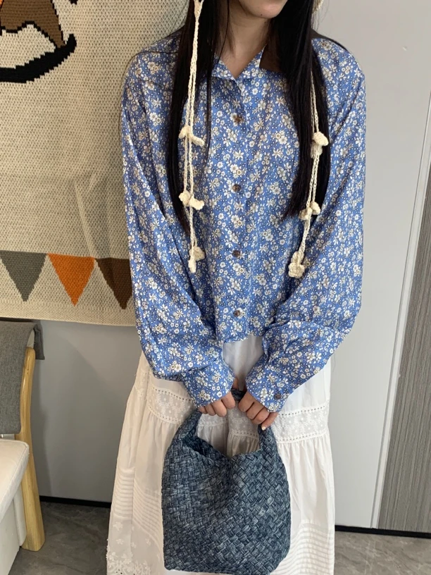 COEMES品牌碎花格纹翻领衬衫