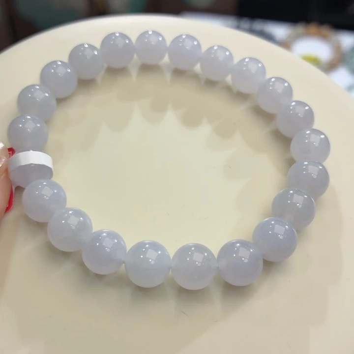 翡翠未镶嵌手链冰胶浅紫卡8.7