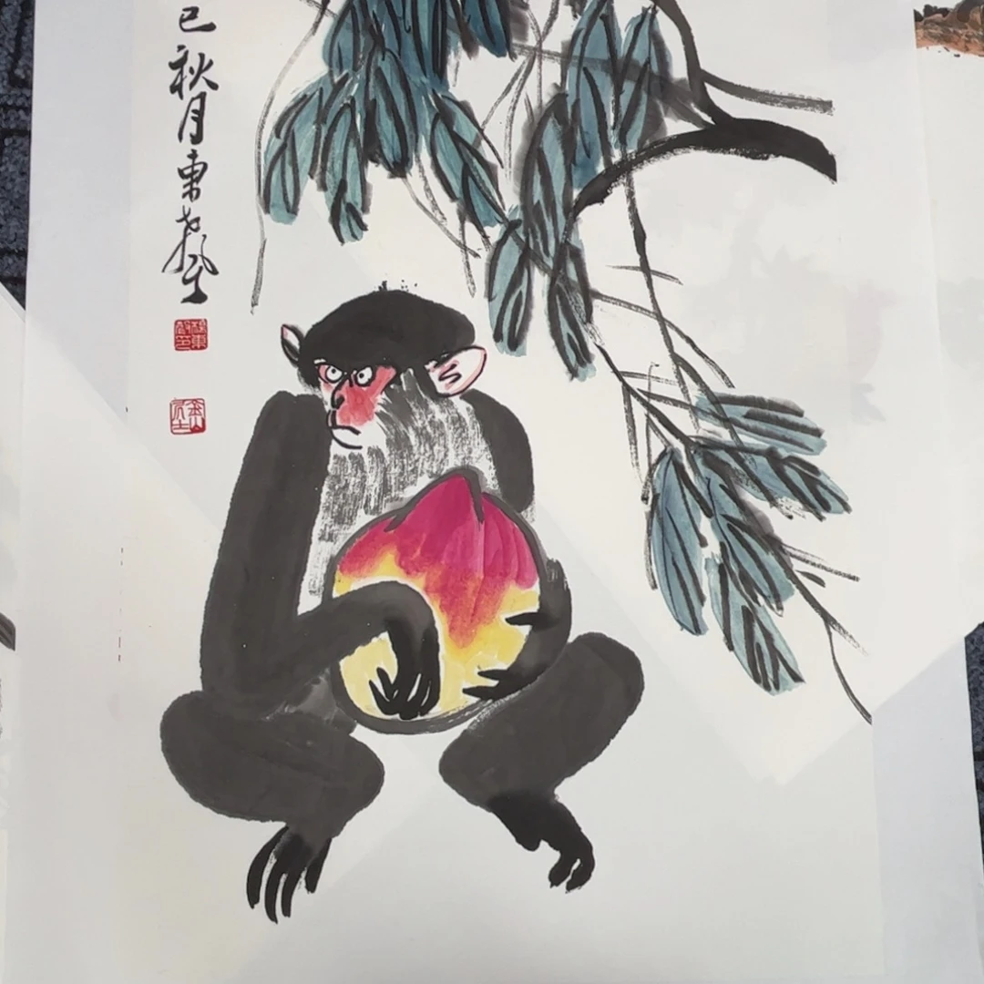 现***王国画四尺四开花鸟作品