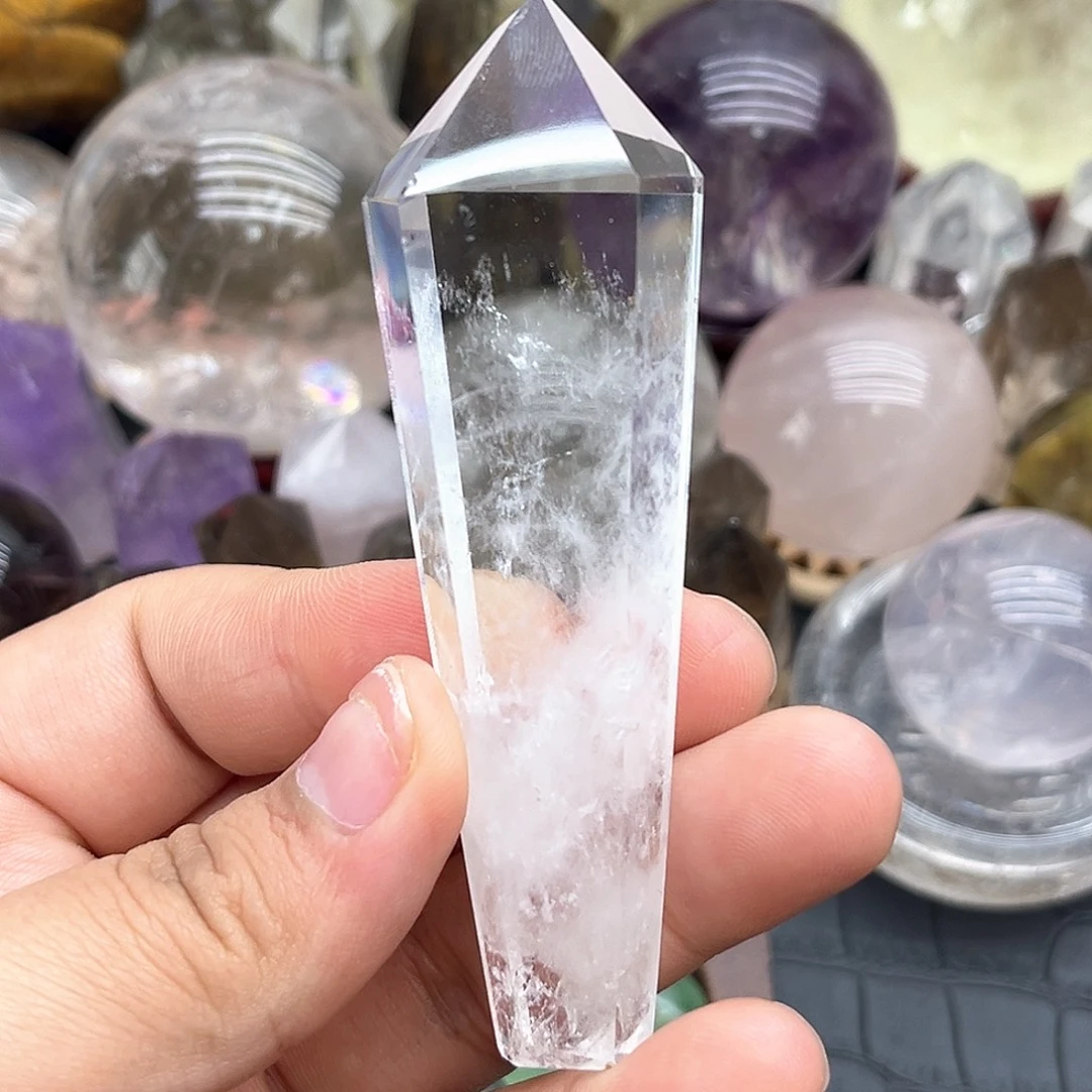 珠宝半成品水晶未镶嵌1 白水晶灵摆