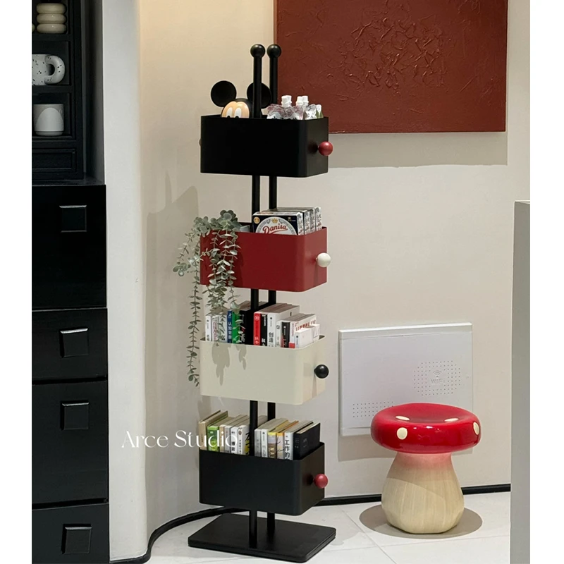 方盒书架客厅家用儿童落地转角置物架简易彩色卧室铁艺杂志架