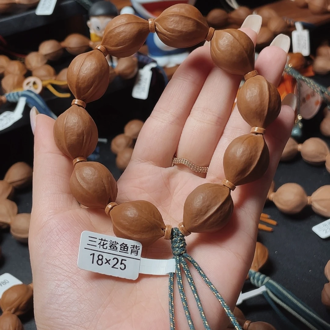 北***北手串/手链橄榄核1825三花鲨鱼背加三通