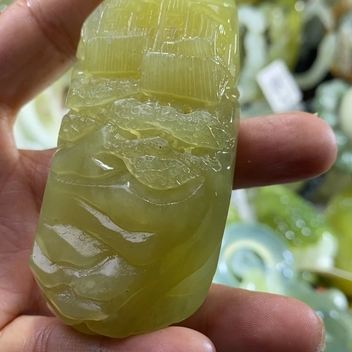 岫玉未镶嵌岫玉手把