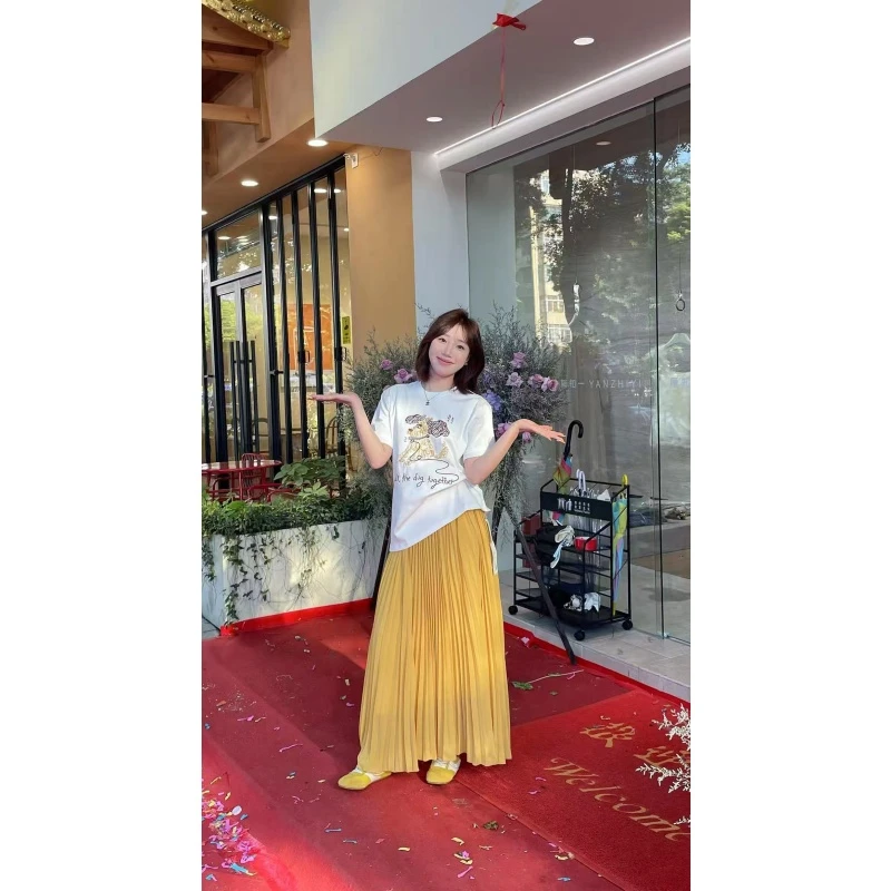 YPP!【chao显白】法式松弛氛围感高腰显瘦垂感网纱百褶半身裙