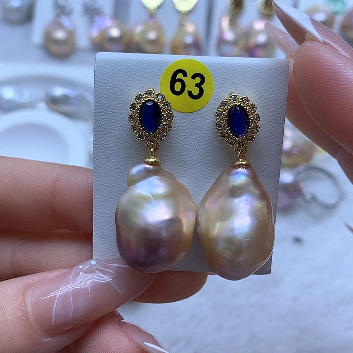 淡水珍珠耳饰银S925镶嵌