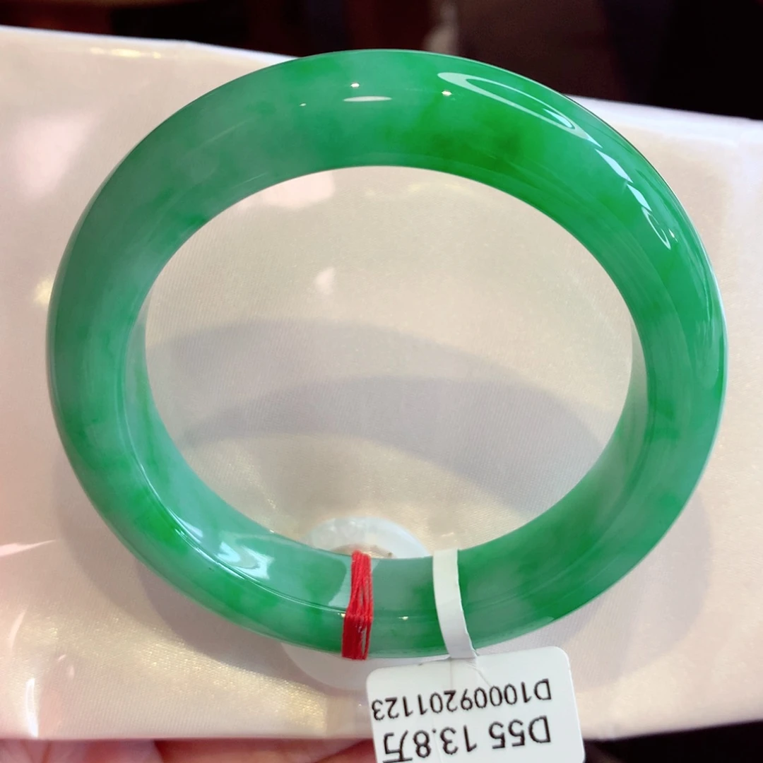 未镶嵌手镯翡翠55.5圈 色浓种老辣绿色（55号）