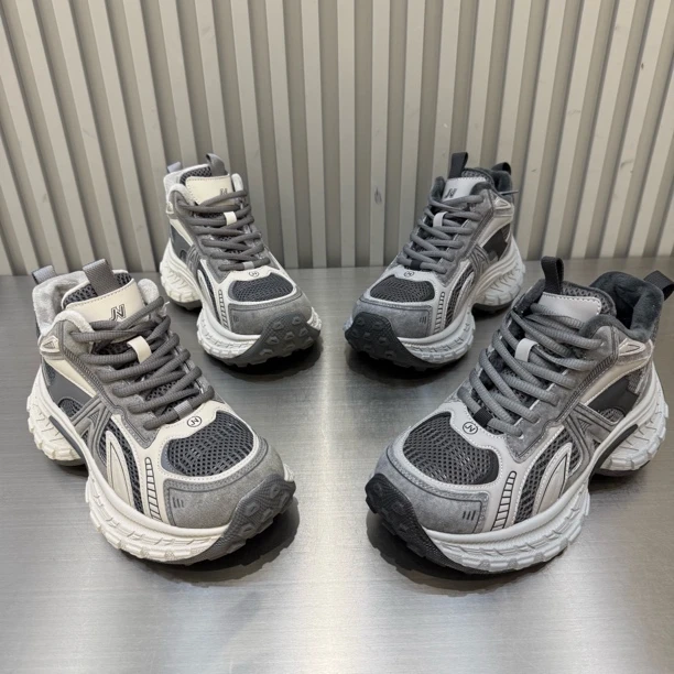 艾，新款厚底冬季加厚高帮老爹鞋底厚5公分舒适时尚潮鞋