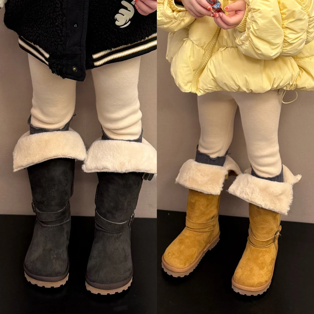 大金定制儿童秋冬女宝宝不过膝盖雪地靴加厚保暖洋气两穿高筒靴