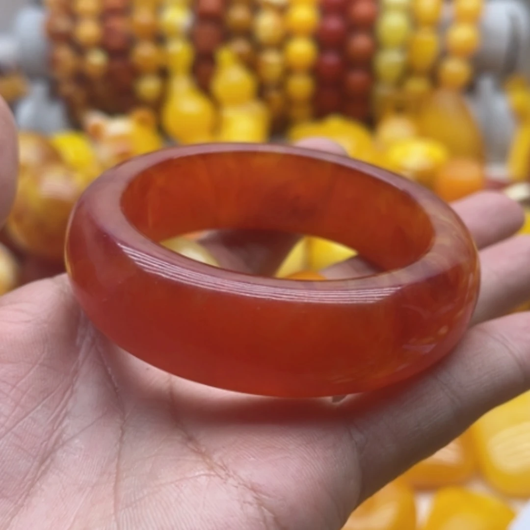【闪购商品】蜜蜡手镯未镶嵌张*霞蜜蜡手镯56.5
