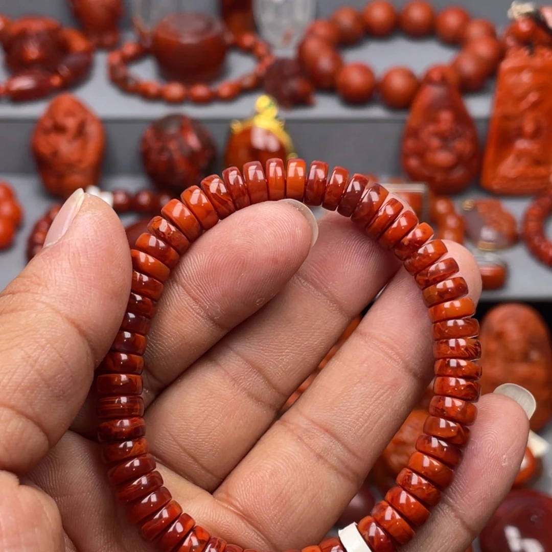 南红玛瑙未镶嵌珠宝奇石单圈7➕